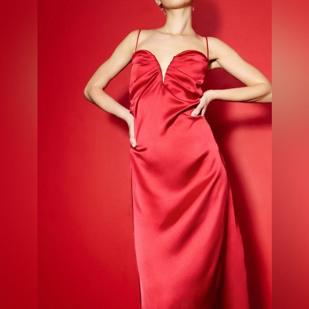 Nwt-Zara-Satin Sweetheart Midi Dress- small